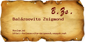 Balázsovits Zsigmond névjegykártya